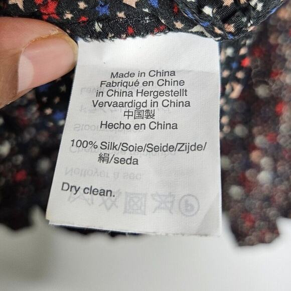 Madewell 100% Silk Ruffle-Hem Wrap Top in Starry Night Women's XS - Picture 10 of 11